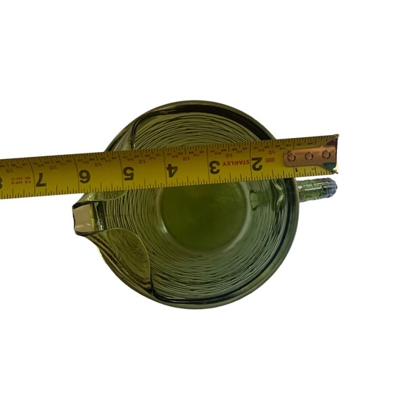 Anchor Hocking Soreno Crinkle Glass Juice Pitcher Avocado Green 1966-1970 - Picture 5 of 16